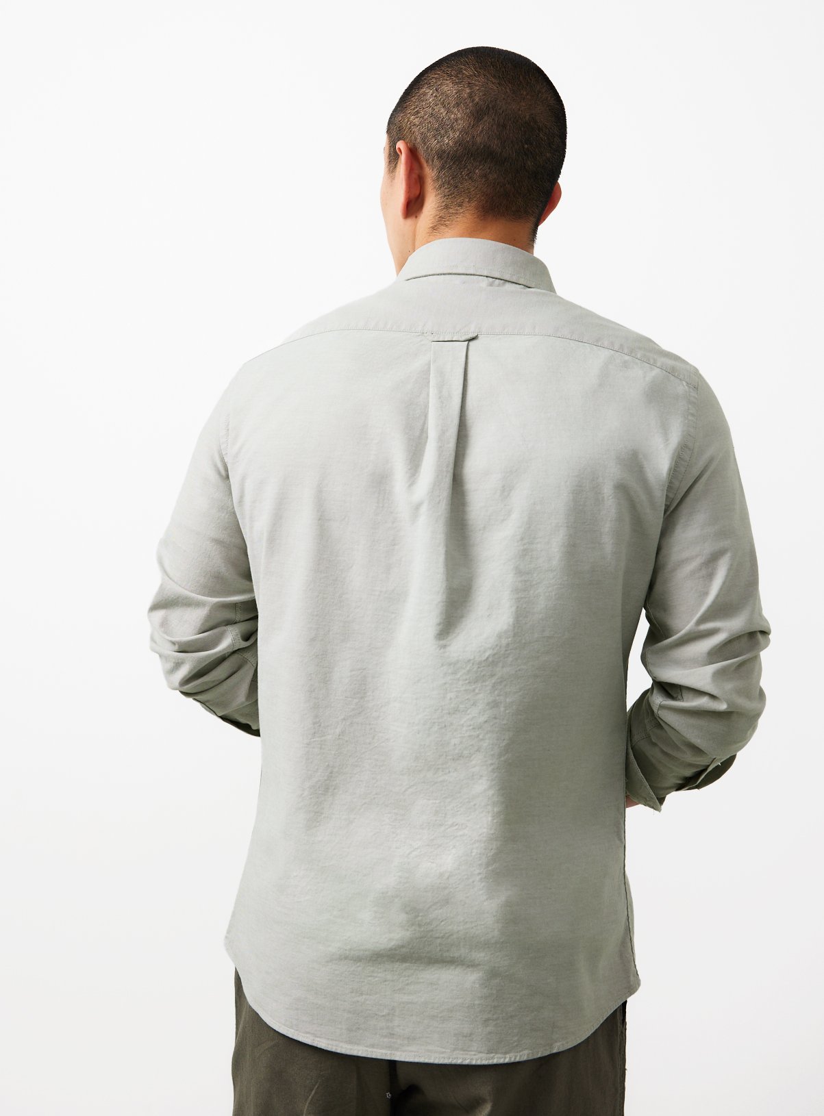 Light Green Slim Fit Long Sleeve Oxford Shirt L - Image 5 thumbnail